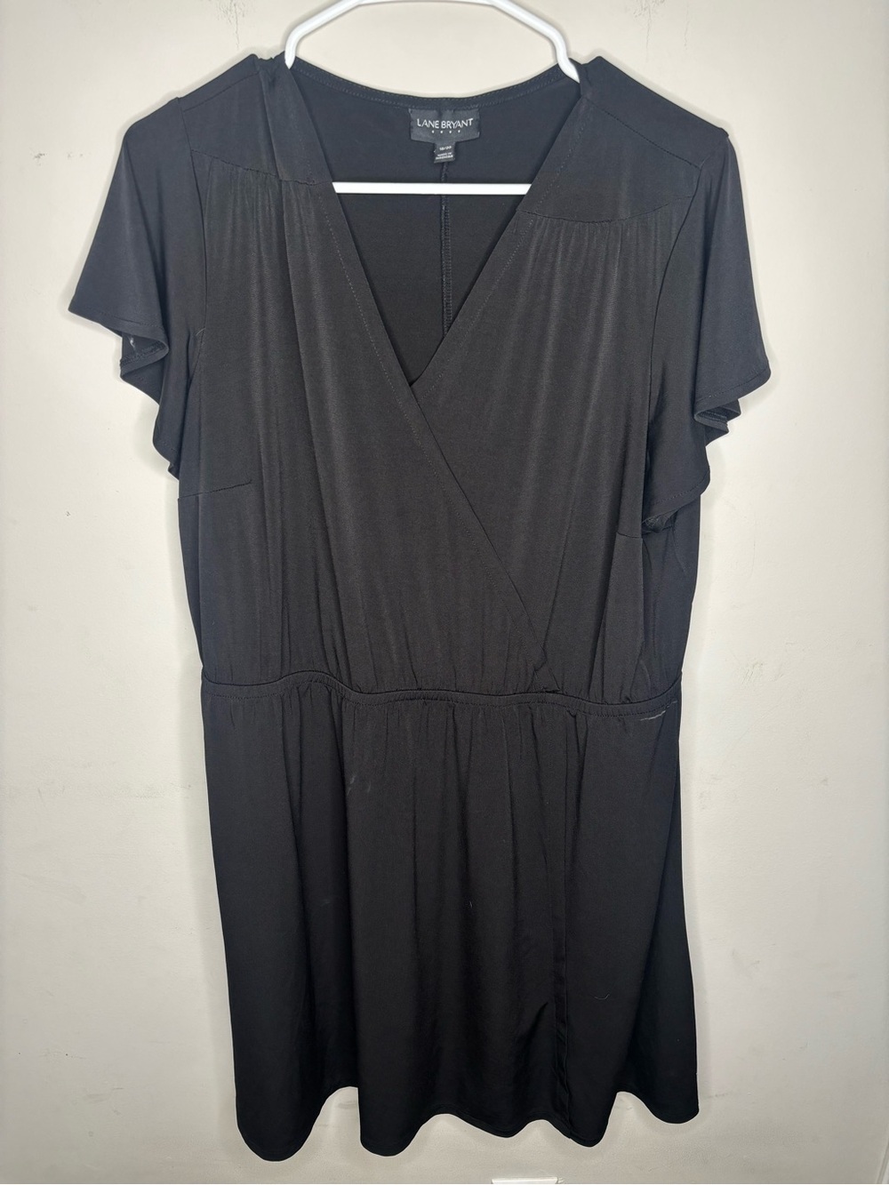 Lane Bryant Black Flutter-Sleeve Wrap Dress Size 18/20 PLUS SIZE